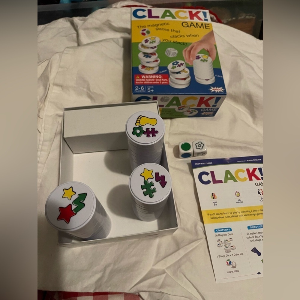 Amigo Clack! Game Magnetic Stacking Disks Family Activity Ages 5+